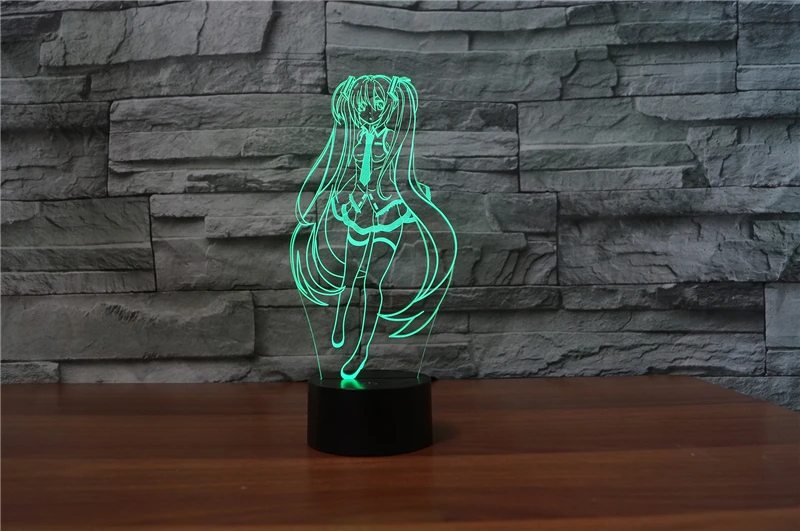 Светодиодный 3d-ночник hatsune miku моделирование ночника RGB прикроватная лампа для спальни usb настольная лампа Светодиодная лампа с сенсорным управлением Новинка Декор lampa