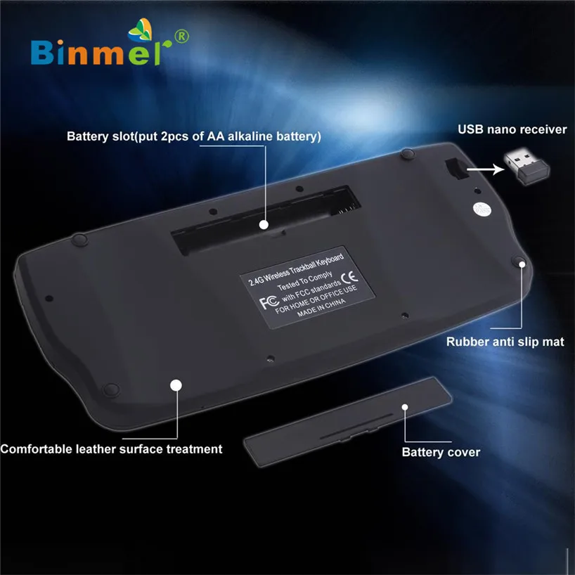 Binmer 2017 Бесплатная доставка 2 4G мини беспроводная клавиатура многофункциональная
