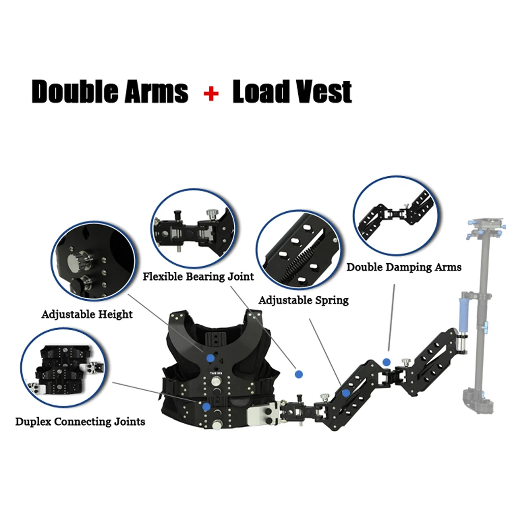 TARION Новые Нагрузки Жилет Устойчивый Рог Стабилизатор Двухместный Рука DSLR Камеры