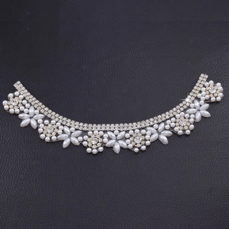 2 шт./лот с жемчугом и железными стразами для женщин платье цветочной аппликацией