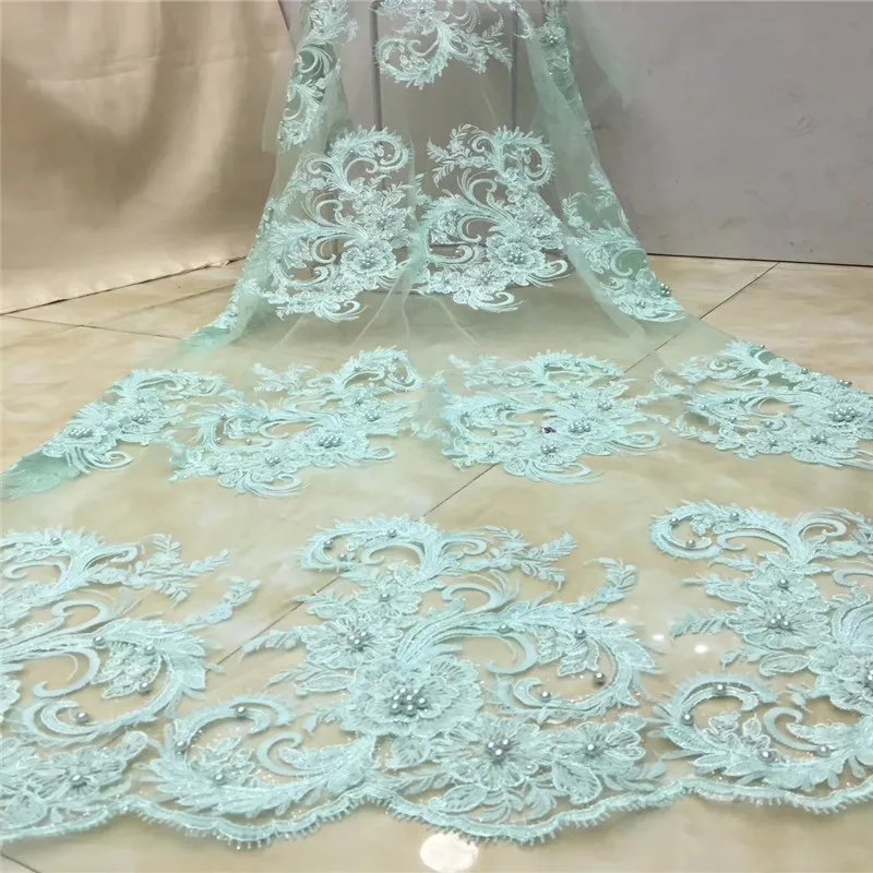 

Cassiel African tulle lace fabric high quality net french lace fabric with beads nigerian lace fabrics for wedding
