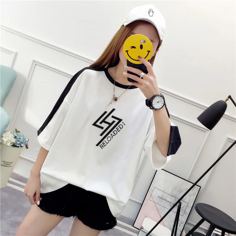 white 6 Ulzzang рубашка Харадзюку каваи Женская хлопчатобумажная рубашка Топ тройники Лето размера плюс Kpop EXO Kpop футболка женская уличная рубашка - Цвет: white 6