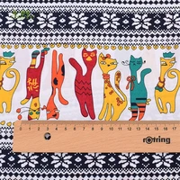 chainhocartoon cat seriessummer apparel fabricprinted imitation silkskirtdressshirt materialhalf meter 50x140cm