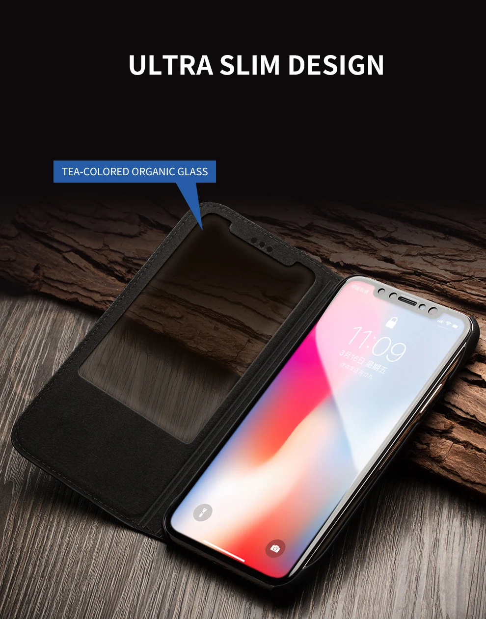 Чехол QIALINO2018 ручной работы для iphone X лидер продаж роскошный флип чехол из