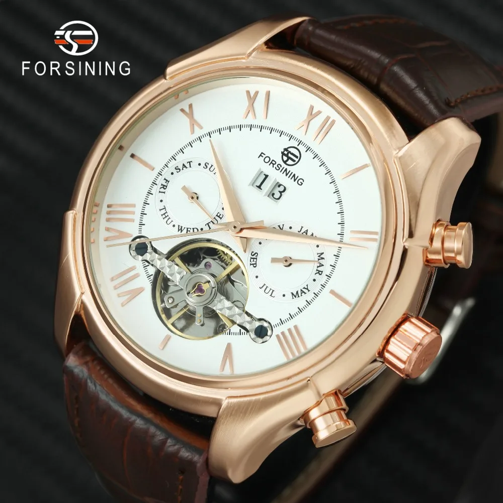 FORSINING Высокое качество Винтаж Tourbillon автоматические механические часы для мужчин