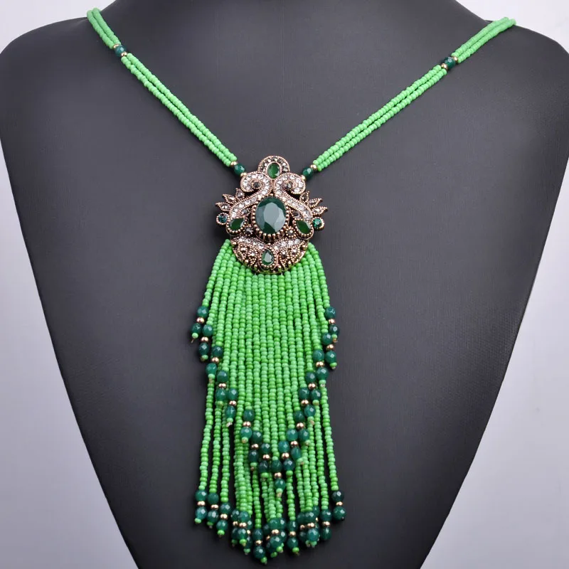 Африканская кисточка из бисера длинное ожерелье с кулоном для женщин турецкое