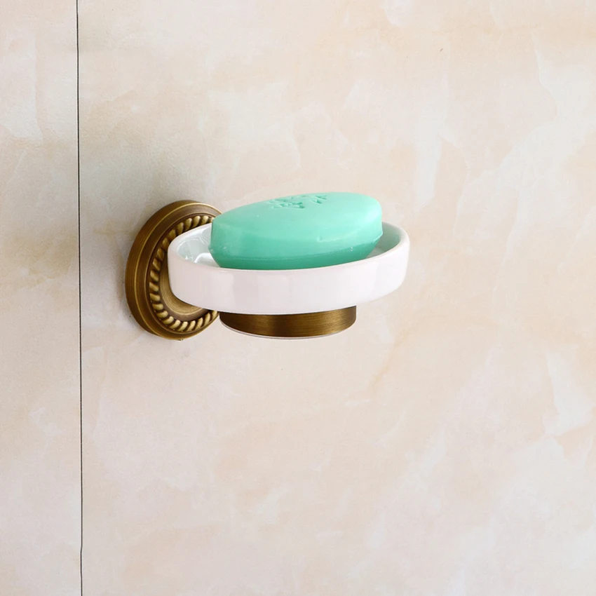 

Punch-free Antique Soap Dishes European Home Hotel Bathroom Retro Brass Soap Holder Tray Hardware Accessories