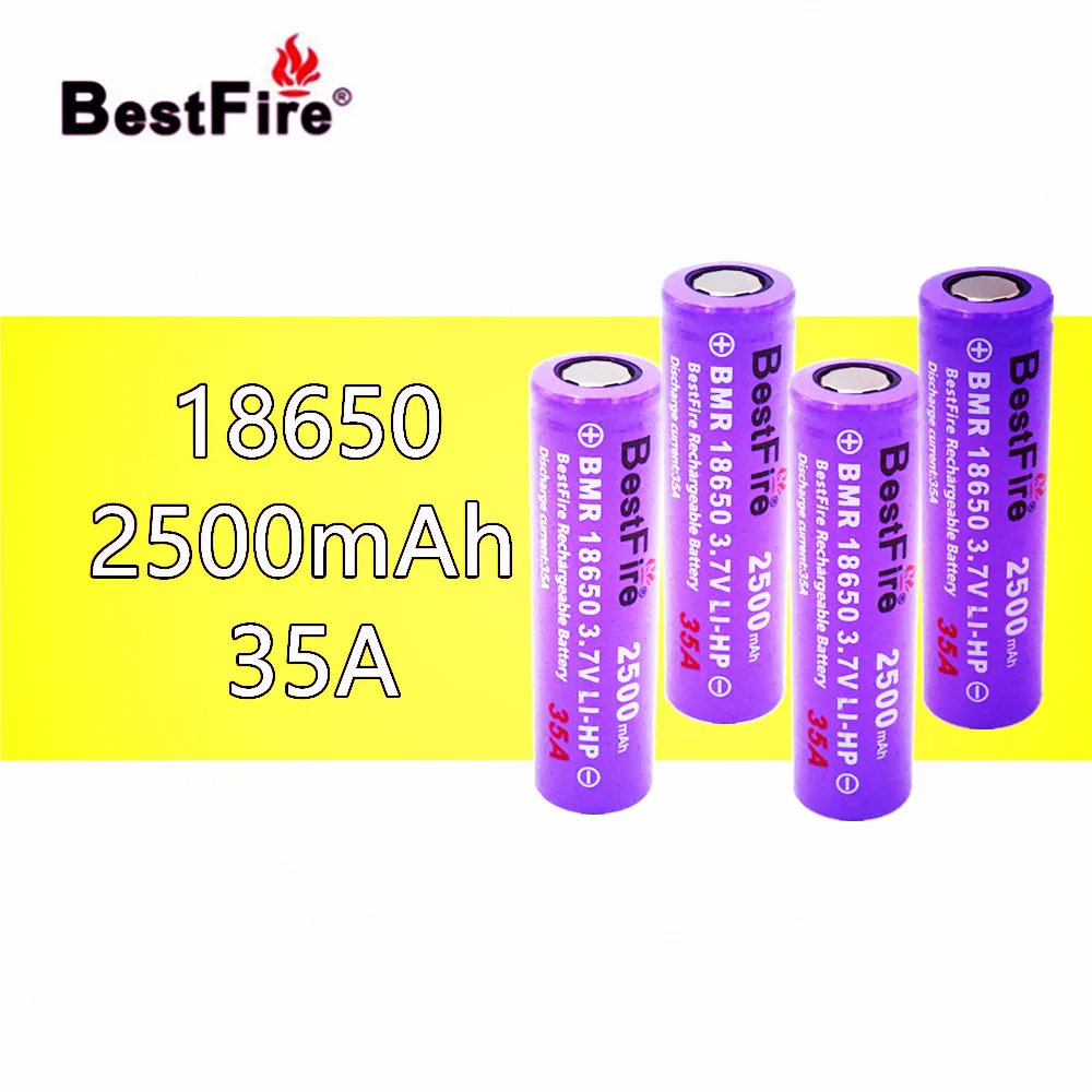 4 шт. литий ионные аккумуляторные батарейки Bestfire 18650 2500 мАч 35 А 3 7 в|Перезаряжаемые