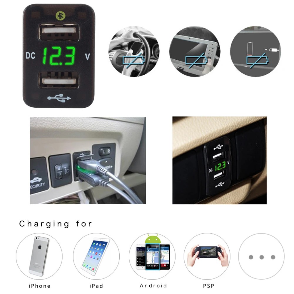 12 24 В постоянного тока автоматический прикуриватель 3 1 А двойной Переходник USB