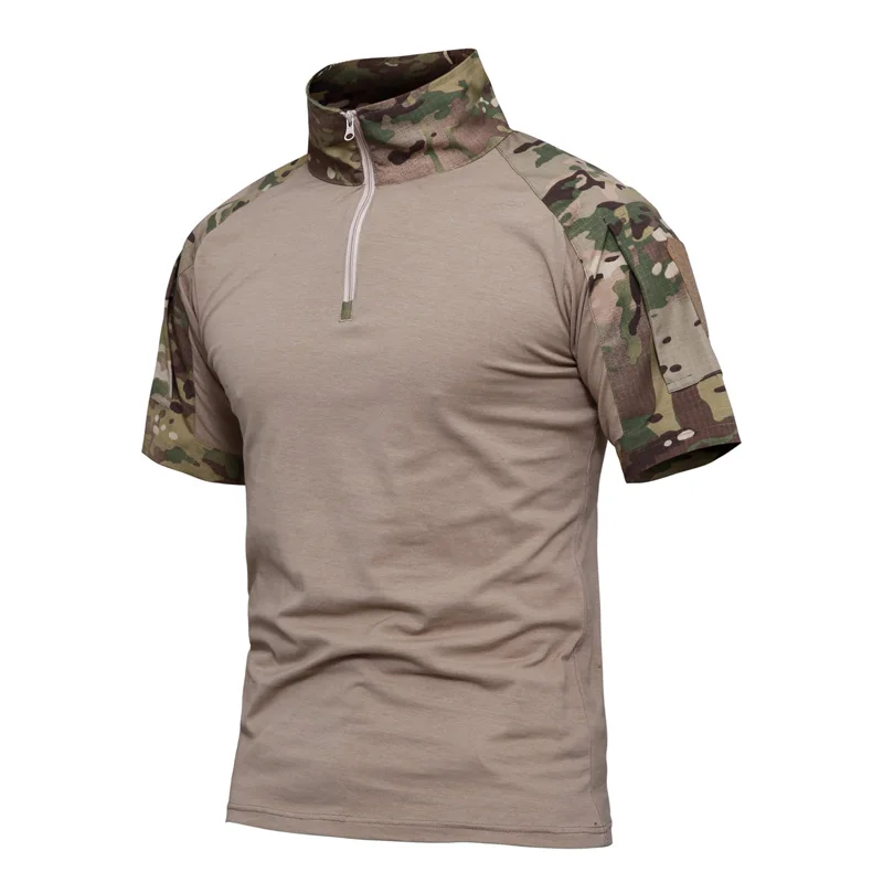 Summer Short Sleeve Combat t-shirt Ripstop Quick Dry Tactical Multicam Black Ranger Green Shirt(SKU051280)