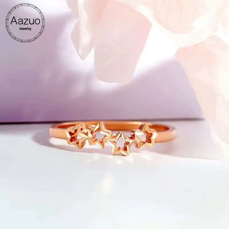 Aazuo 100% реальное 18K розовое золото нет камня мини Звезда Кольцо для женщин