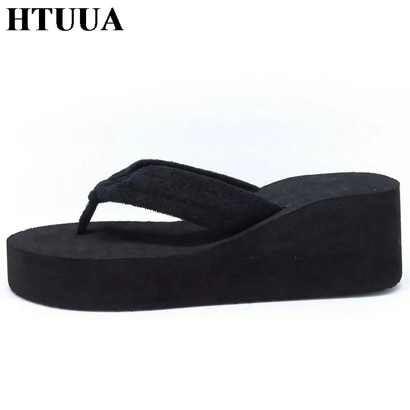 HTUUA/Повседневные вьетнамки женские танкетки на платформе шлепанцы удобные