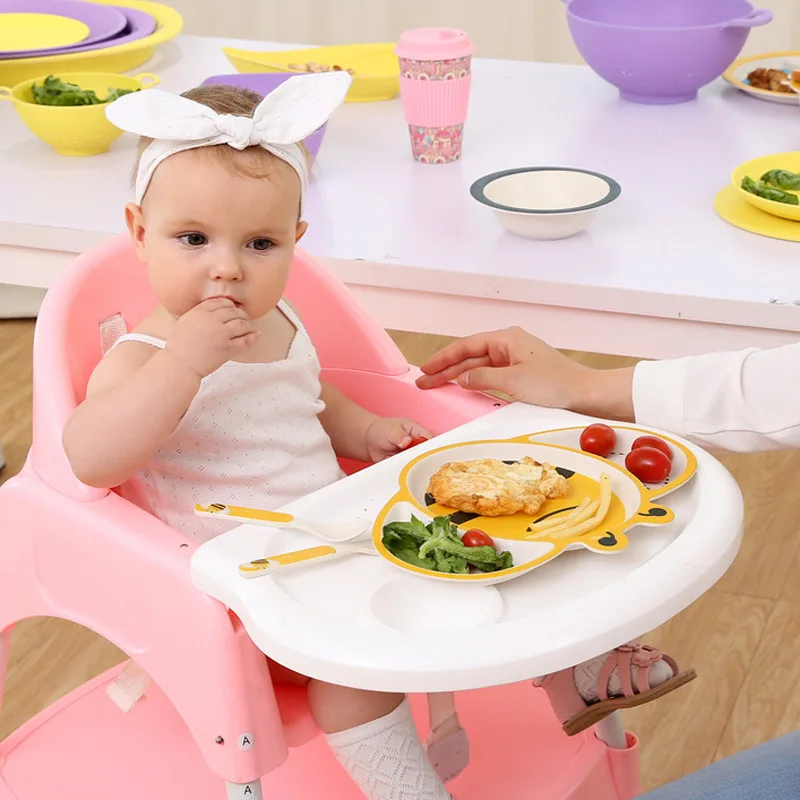 3 шт./компл. детские столовые приборы из бамбукового волокна с мультяшными