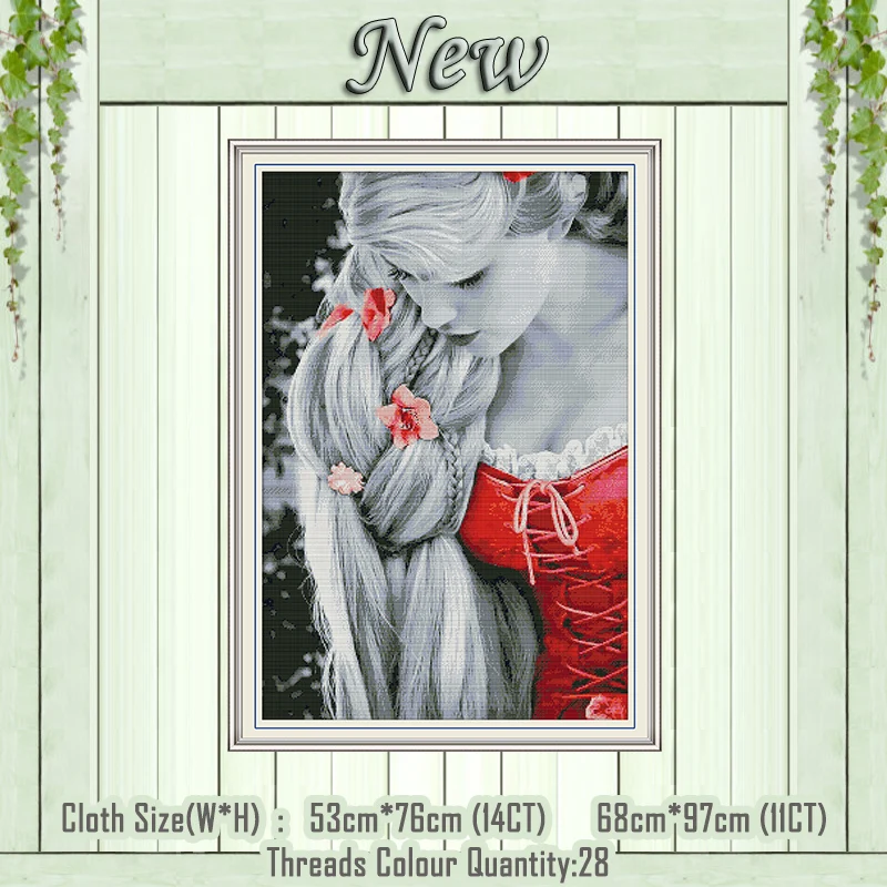 

Длинные волосы принцесса девушки декор картины считает Печать на холсте DMC 11CT 14CT наборы вышивка крестом наборы для вышивки