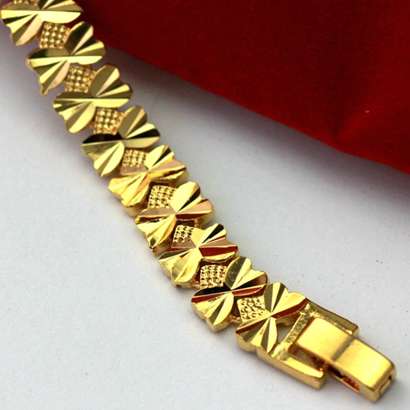 

Heart Wrist Chain Yellow Gold Filled Fashion Womens Bracelet Gift 19cm Long