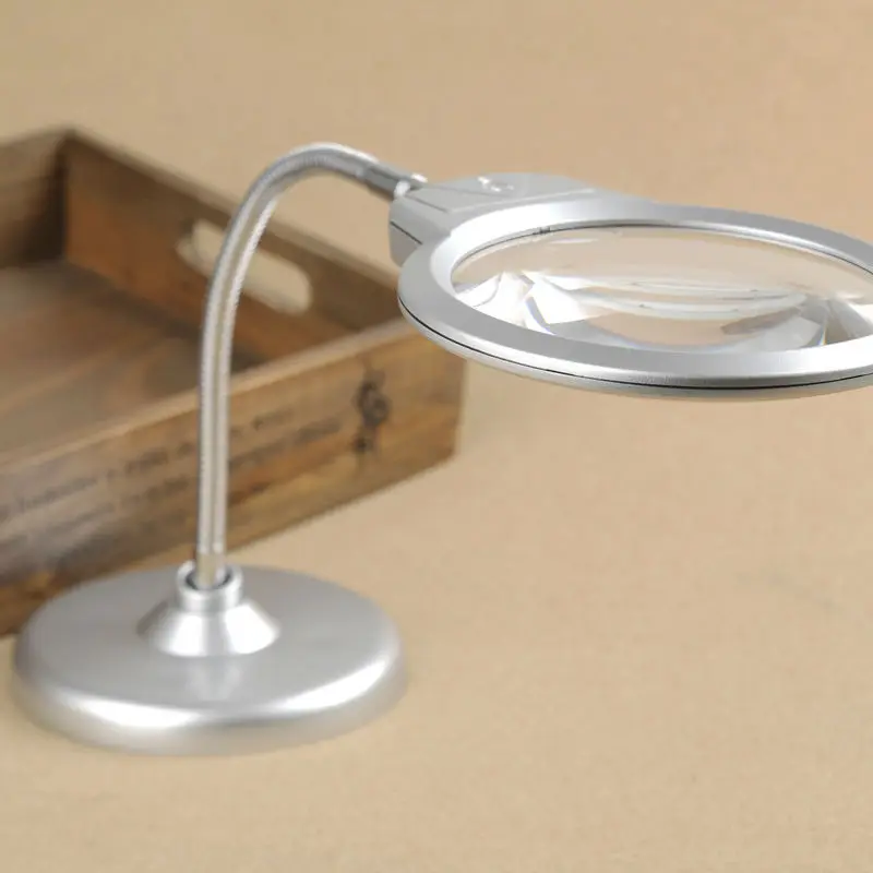 

Reading Lamp Light with Clamp Folding Magnification 2X 5X LED Magnifier Metal Hose Magnifiers Loupe Desktop Magnifying Glass