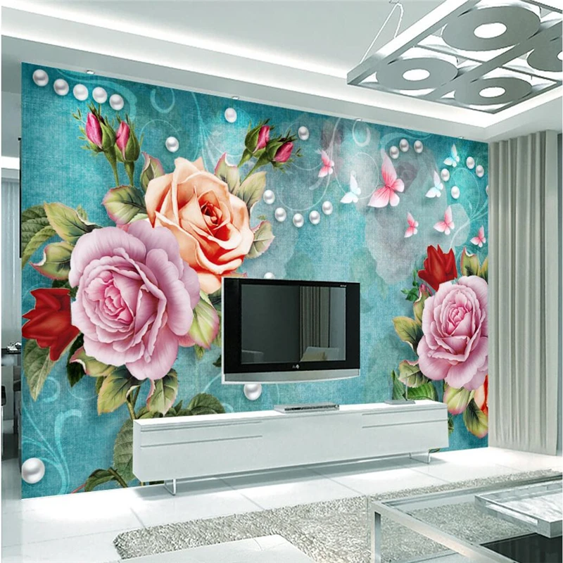 

beibehang Custom Mural wallpaper for any size abstract modern minimalistic hand drawn flower 3D living room TV back wallpaper