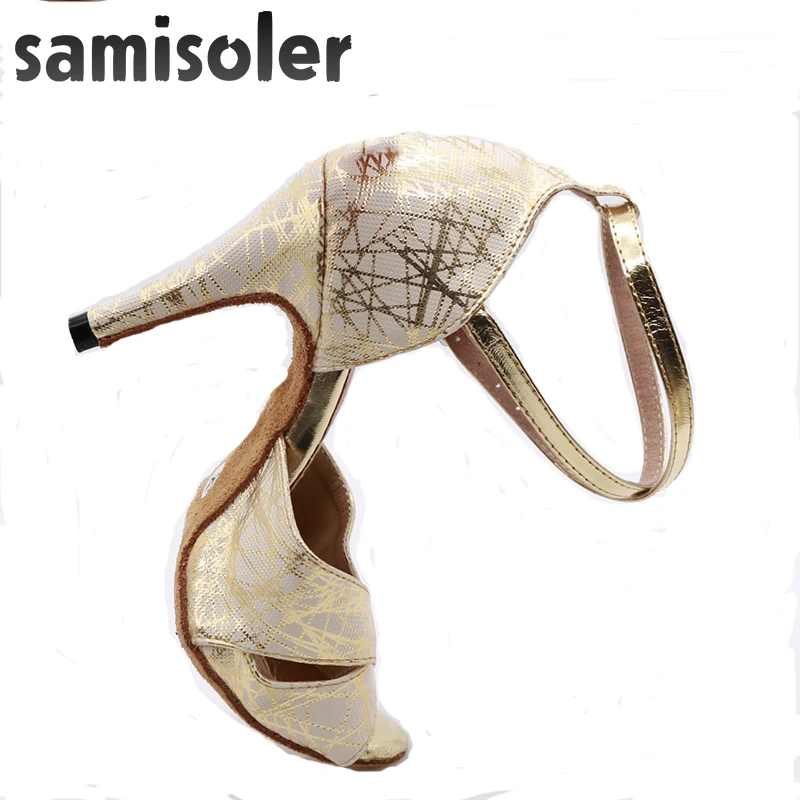 Женские бальные туфли Samisoler серебристые вечерние для латиноамериканских танцев