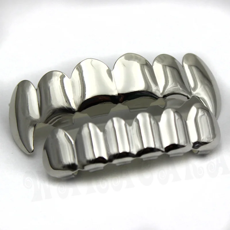 WAKACARA посеребренный хип-хоп ЗУБЫ GRILLZ верхний и нижний гриль набор с силиконовыми