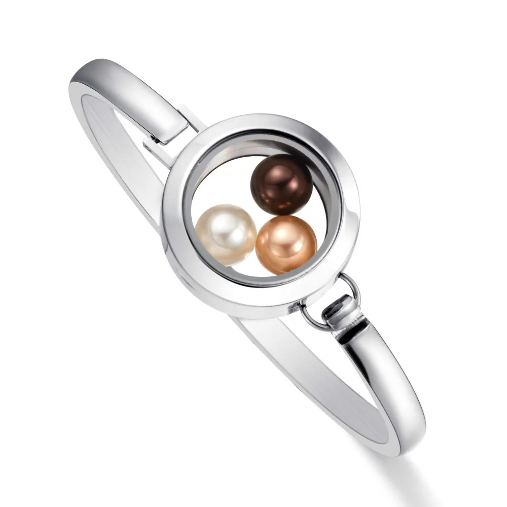 2018 Newest Fitting 8mm Pearl 316 l Stainless Steel Glass Locket Bracelet Bangle for Women | Украшения и аксессуары
