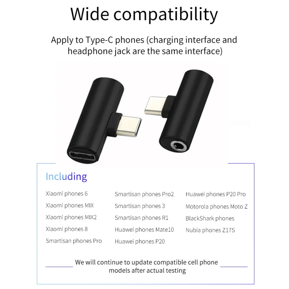 Dual Headphone 3.5mm Jack Type c 2 In 1 Audio Charger For Xiaomi Mi 8SE 9 Pro Huawei P20 Case USB C Cable |