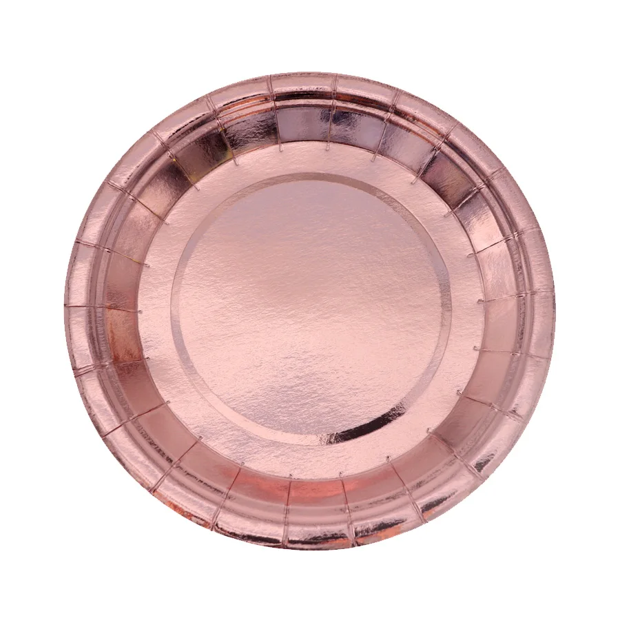 plate 10PCS Пластиковая посуда(одноразовая посуда Роза Золотая бумага в синюю волнистую на день рождения Рождественский Свадебный декор детский душ вечерние поставки - Цвет: plate 10PCS