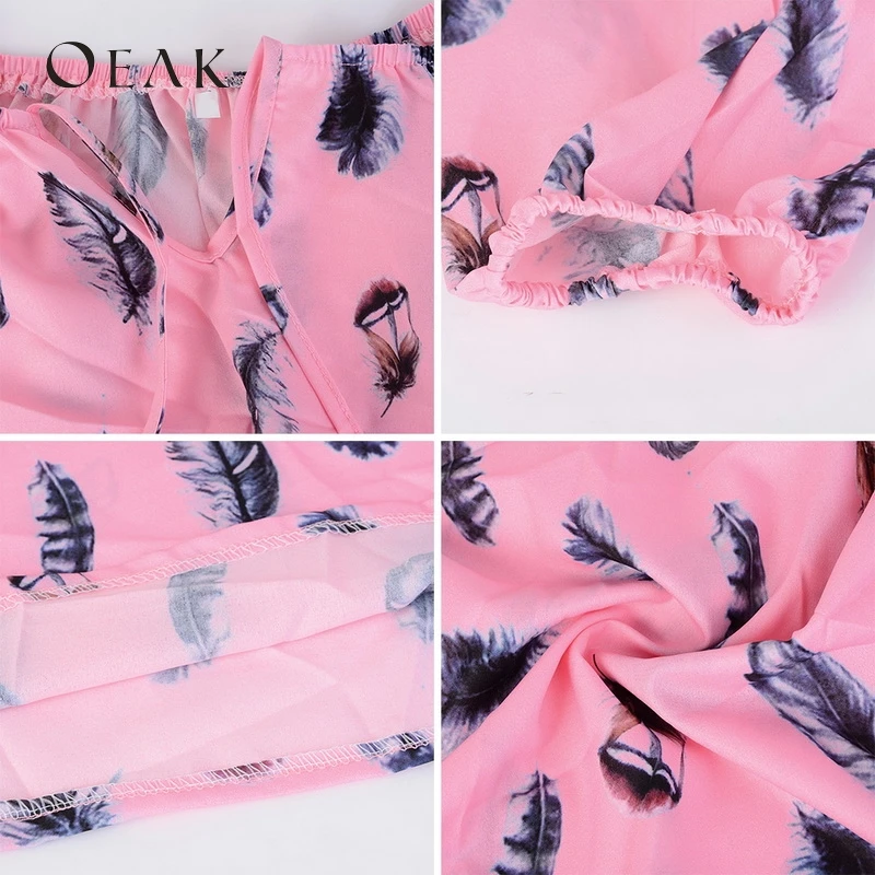 OEAK 5XL летние женские Базовые Футболки с принтом перьев футболки коротким рукавом