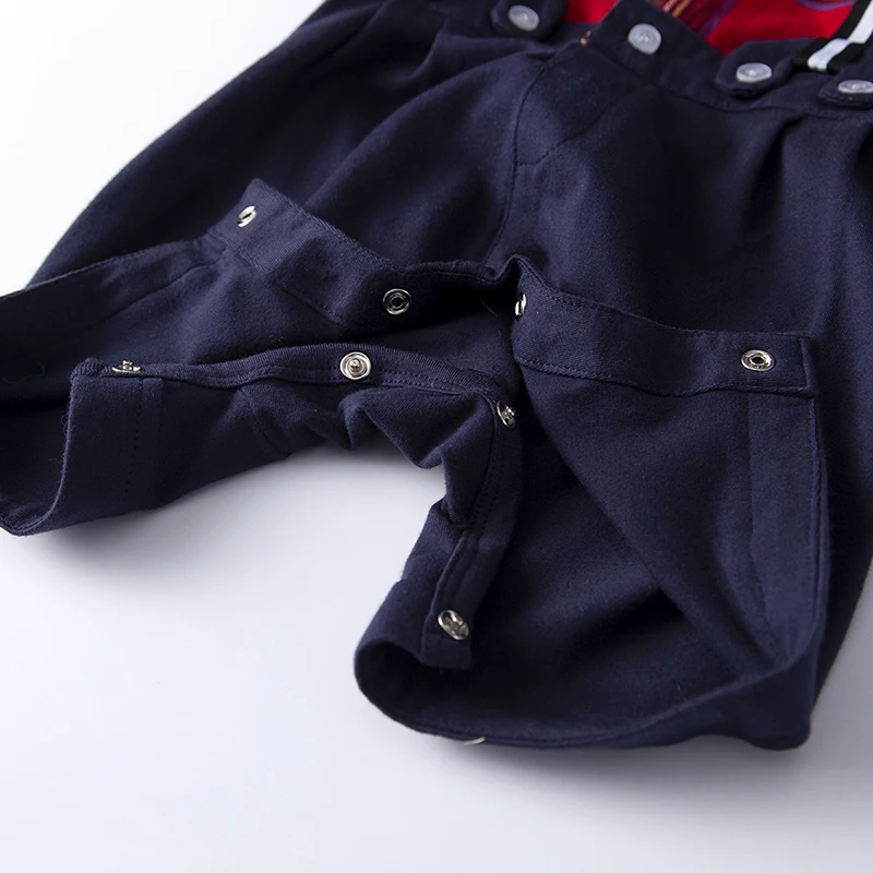 Baby boy clothes 2019 new summer male baby gentleman bow tie cute plaid short sleeve strap decorative romper 70-95cm |
