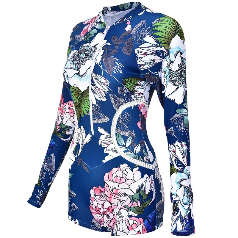 Купальник с длинным рукавом для женщин Rashguards плавленый купальный костюм рубашки цельный бикини пуш-ап Plavky купальники с принтом Rashguard