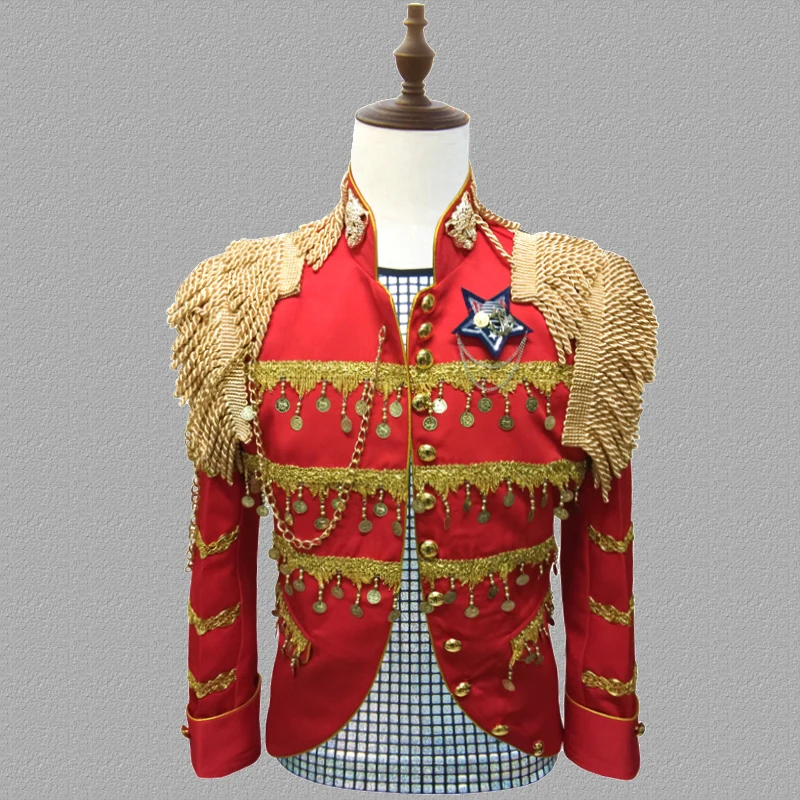 Мужской Блейзер дизайнерские костюмы куртка Мужская сценическая металлическая