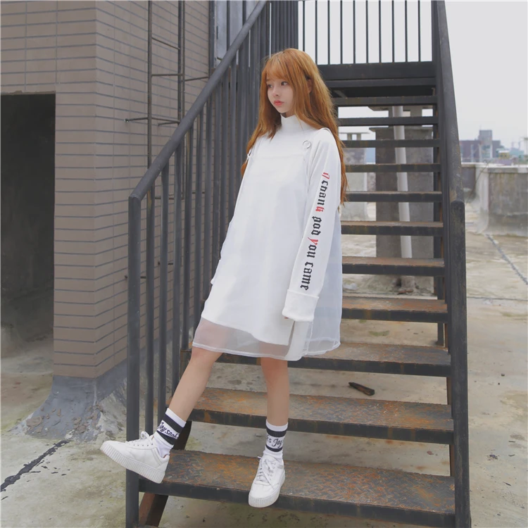 2017 New Arrival Autumn Women Fashion two-piece suit for The skirt with shoulder-straps + hoodie White and Black Color | Женская одежда