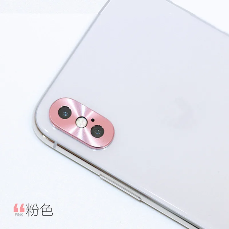 Металлический протектор объектива для iphone XS, XR, XS, Max, 7, 8 Plus, X, роскошная защита для камеры, круглый чехол, кольцо, защита Бампера, кольцо - Цвет: Розовый