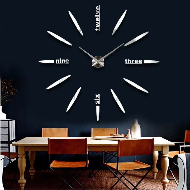 

Metal+Eva+Acrylic 2019 New Free Shipping Fashion 3D Super Big size Mirror Wall Stickers DIY Wall Clocks Home Decor Living Room