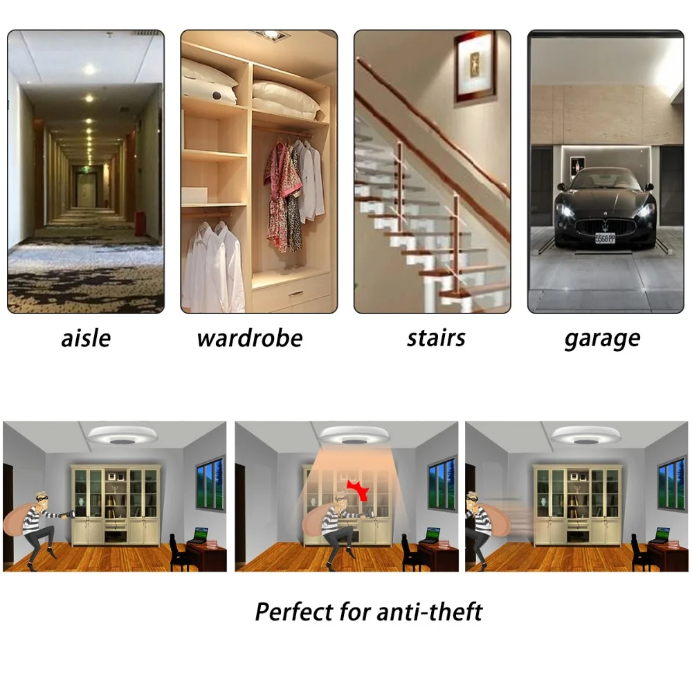 SuperNight 6W E27 LED Night Light PIR Motion Sensor Cabinet Closet Garage Bulb 360 Degree Rotation Ceiling Lamp Warm White | Освещение