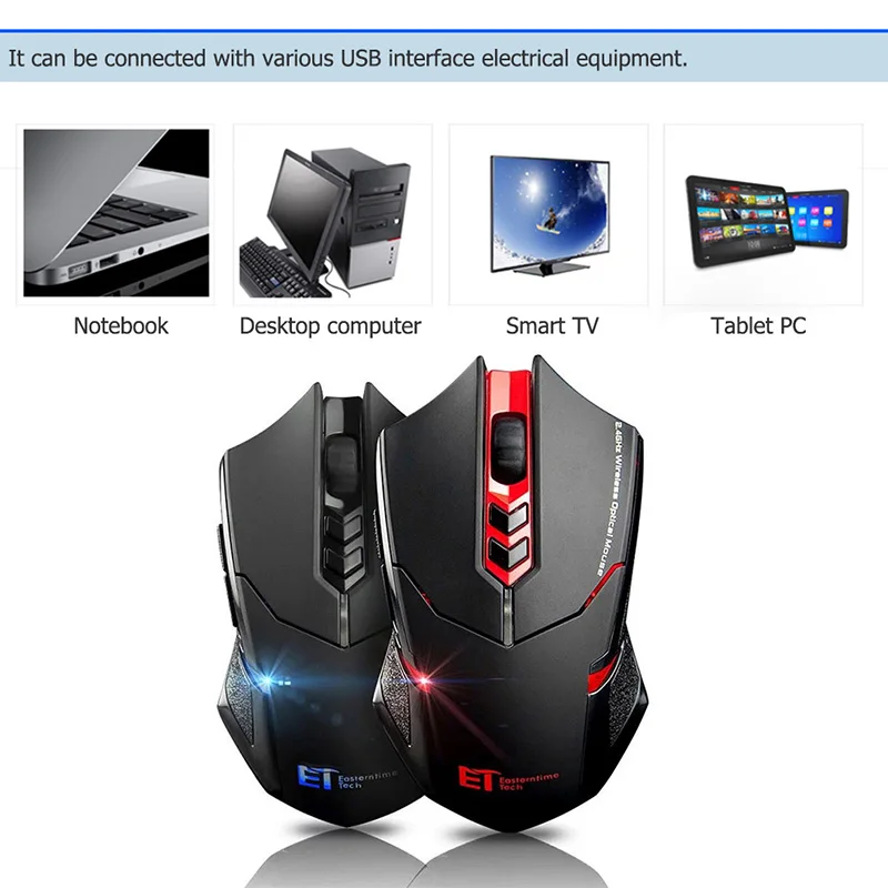 Профессиональная игровая мышь VODOOL ET 2000/2400 2000DPI регулируемая 2 4G беспроводная