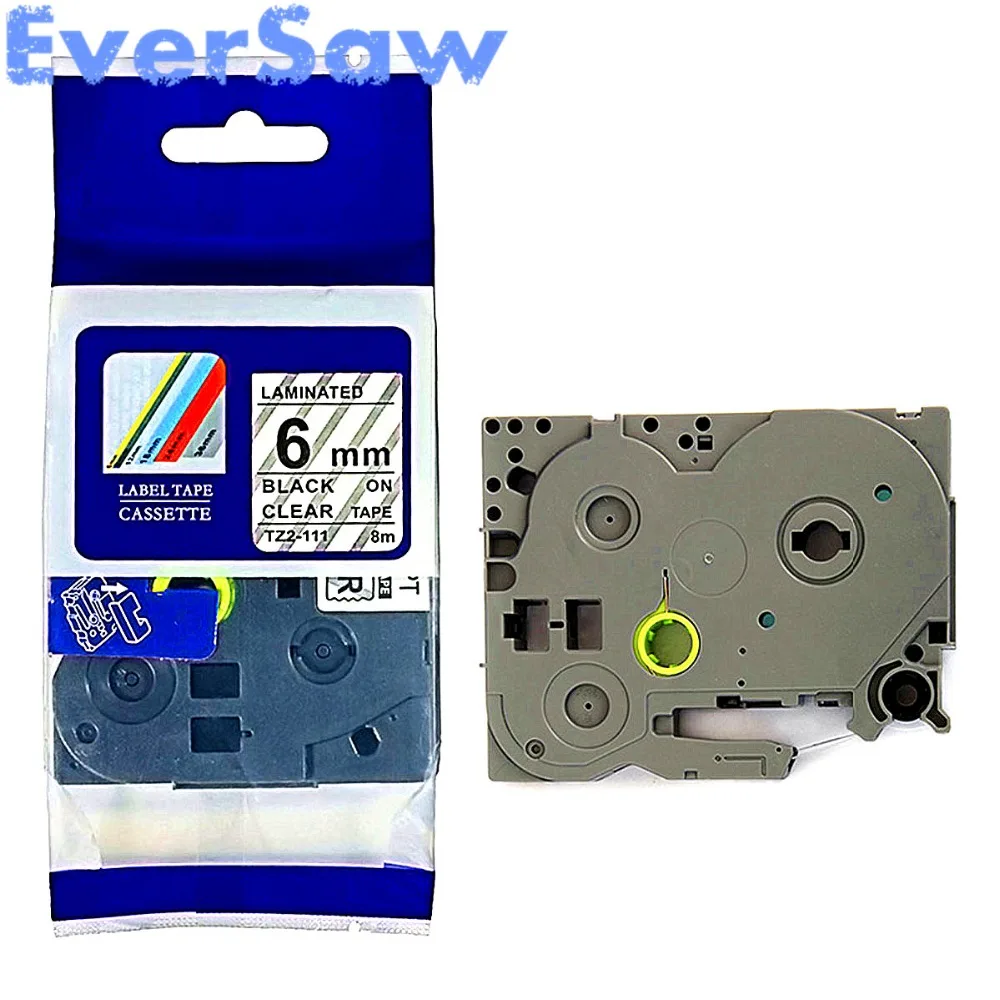 10pk/lot P touch 6mm brother tape tze tze111 tapes TZE-111 TZ111 TZ-111 black on clear adhesive printed labels | Компьютеры и офис