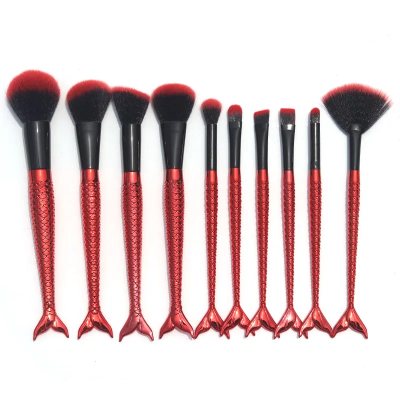 AiceBeu 10Pcs Mermaid fish Tail Shape Blending Brush Foundation Cosmetic Makeup Beauty Contour Brushes Maquiagem on. АйсБью 10 шт. Кисти для растушевки макияжа Mermaid fish Tail Shape Foundation Cosmetic Makeup Beauty Contour Brushes Макияж.