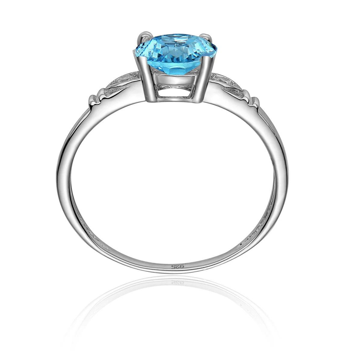 QYI S925 Silver Natural Sky Blue Topaz Rings For Women Classic 1.25 ct Round Cut Gemstone Ring Engagement Wedding Fine Jewelry | Украшения