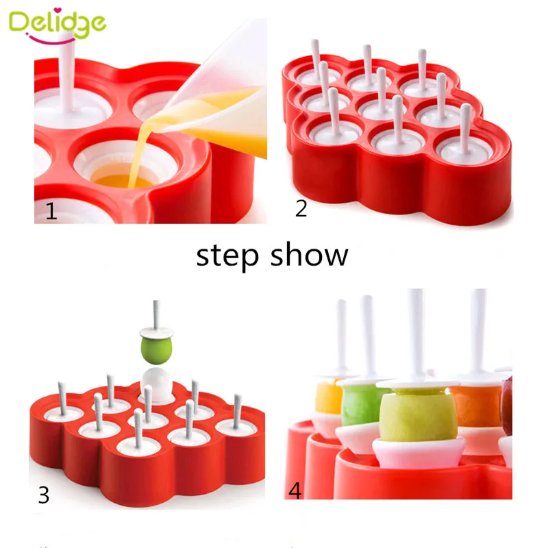 Delidge 1 шт. 9 отверстий круглая форма для мороженого пищевой пластик + силикон