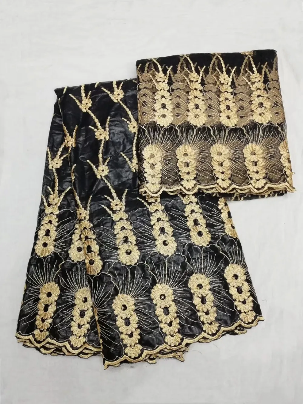 African women headtie gele scarf with beads cotton african brocade bazin riche 2017 high quality 5+2yard/lot | Дом и сад