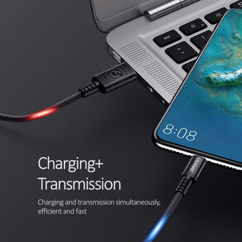 USB C кабель USAMS регулятор громкости Быстрый Кабель зарядного устройства для Samsung s9