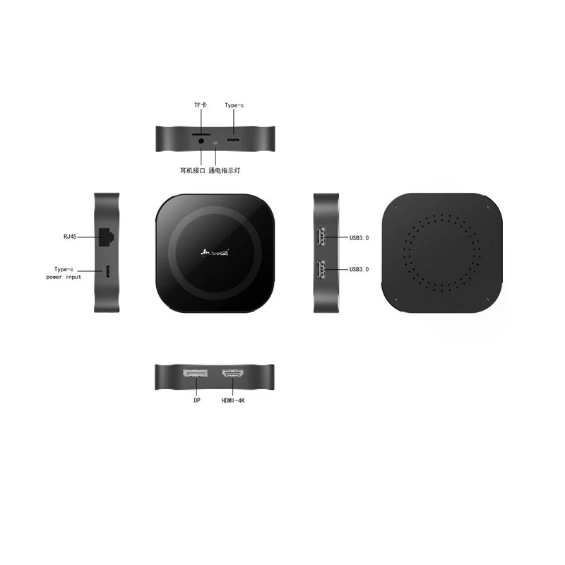 Meegopad V6 USB-C концентратор HDMI DP4K TF слот для карт USB3.0 RJ45 Поддержка всех моделей с типом C