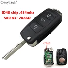 Дистанционный ключ Okeytech 434 МГц, чип ID48 5K0837202AD, 3 кнопки для VW Volkswagen GOLF PASSAT Tiguan Polo Jetta Beetle Hella