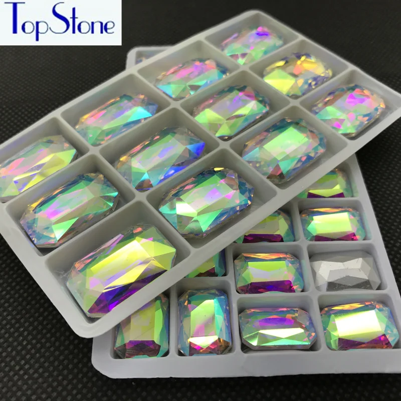Кристально чистые AB стеклянные хрустальные Прямоугольные Каменные заостренные