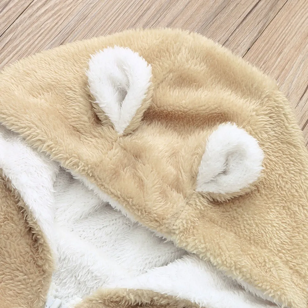 TELOTUNY Baby Boys Girls Plush and velvet warm furry Coat Long Sleeves Velvet Cartoon Hooded Clothes Snowsuit Z1011 | Детская одежда и