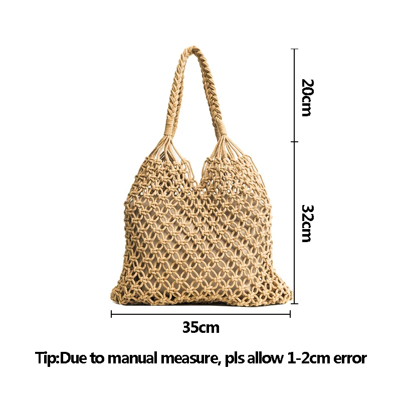 

Fashion Women Hollow Handbag INS Popular Female Summer Straw Bag Large Lady Shoulder Bag Handmade Knitted Holiday Tote SS3269