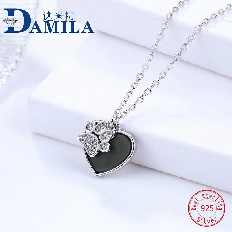 

Vedio 100% 925 Sterling Silver heart pendant chain necklace For Women S925 silver choker jewelry necklaces for girl female