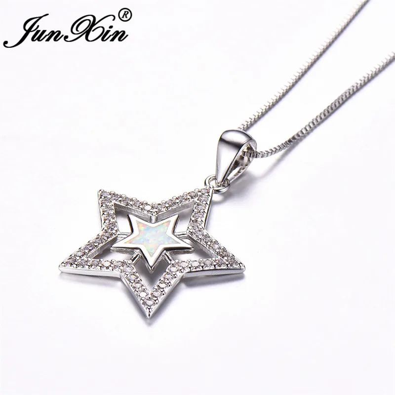 ROXI изысканные белые огненный опал Star Подвески Ожерелья для женщин серебристый