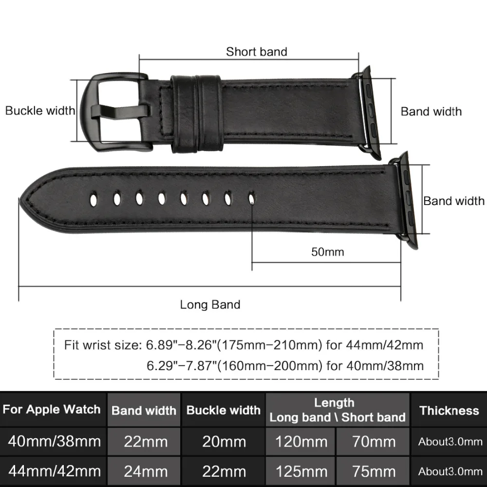 MAIKES дозатор браслета из натуральной кожи для Apple Watch 38 мм серии 3 42 44 iWatch 6 5 4 2 1