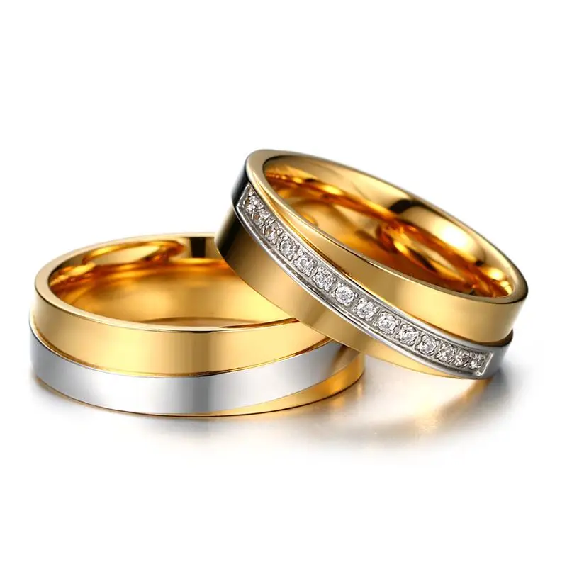 Vnox элегантные свадебные Кольца для Для женщин мужчин модные золотые Цвет CZ Камни